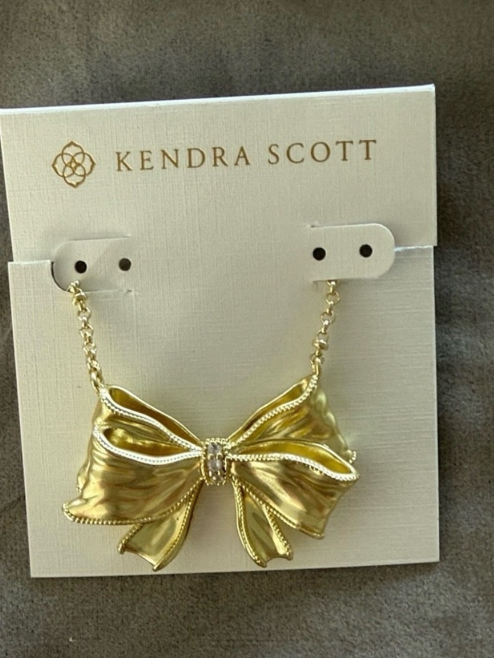 Kendra Scott Big Gold Bow Necklace with Center Accent love shack fancy